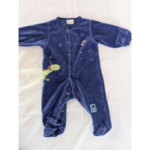 Carters blue velour vintage fairytale‎ dragon castle sleeper bodysuit 6-9 Month